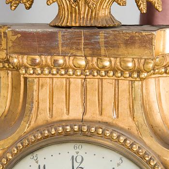A signed Gustavian wall clock by Augustin Bourdillon (active in Stockhom 1761-1799).