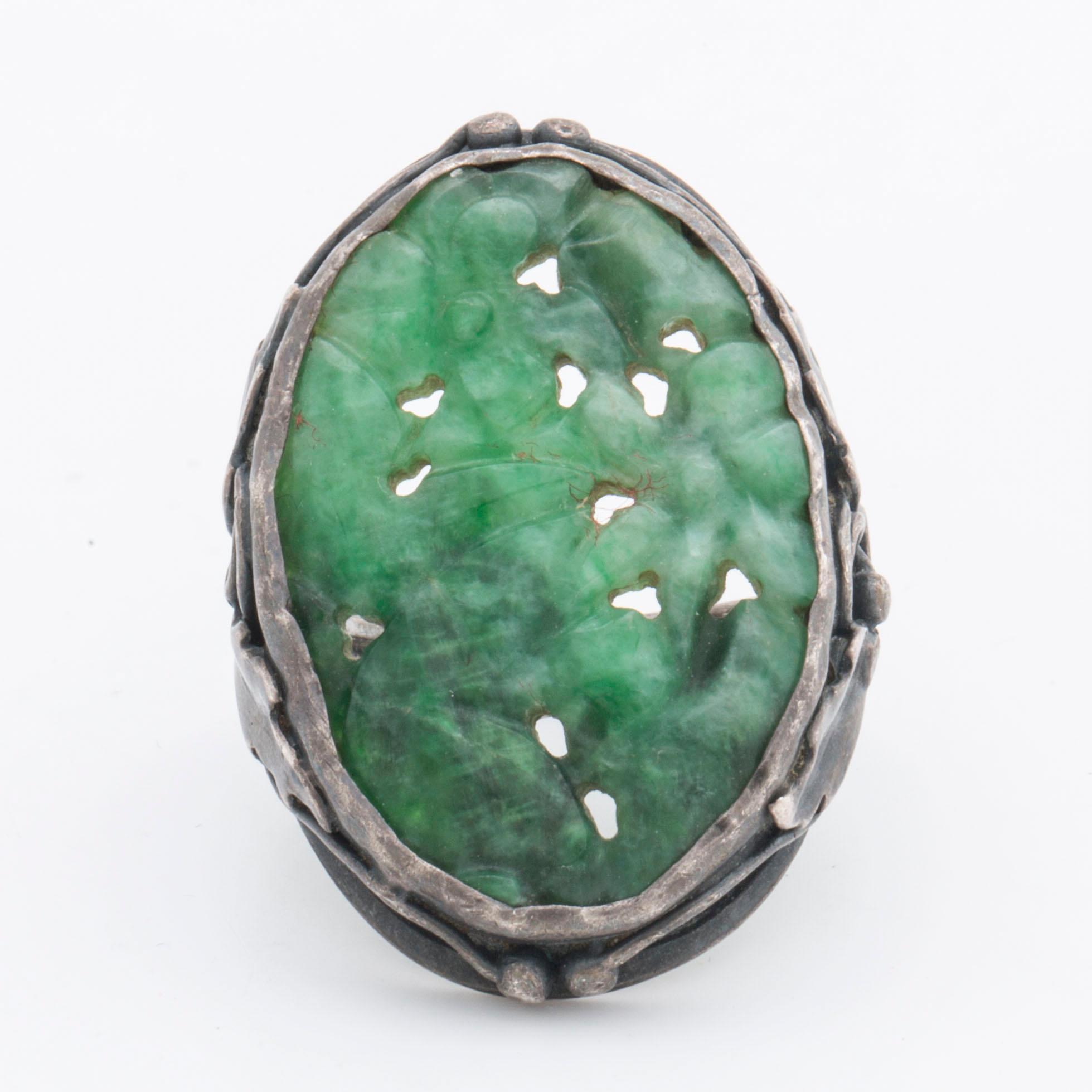 SILVER JEWELLERY, JUGEND; bracelet Bertil Häggströms Guldsmedsaffär Boden, ring and brooch.
