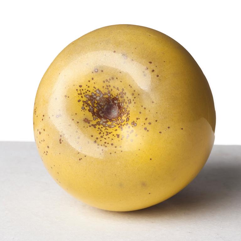 Hans Hedberg, a faience sculpture of an apple, Biot, France.