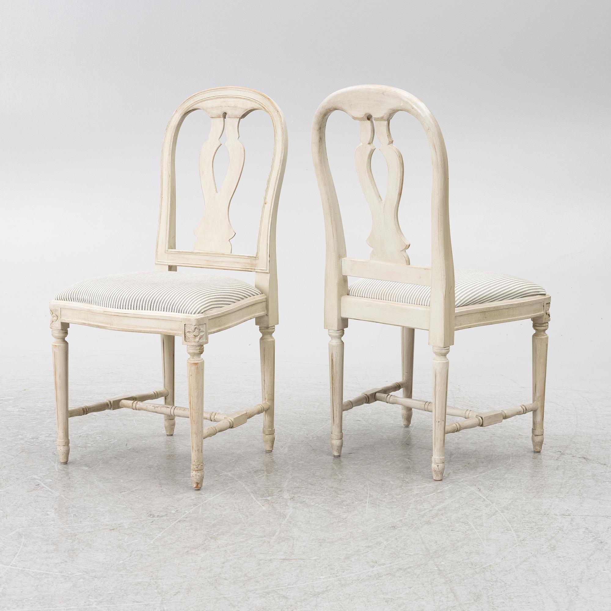 Eight Gustavian style chairs, late 20th Century.