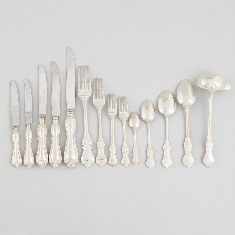 A Swedish silver cutlery, model Olga, mostly GAB and CG Hallberg, some Stockholm 1954 (123 pieces).