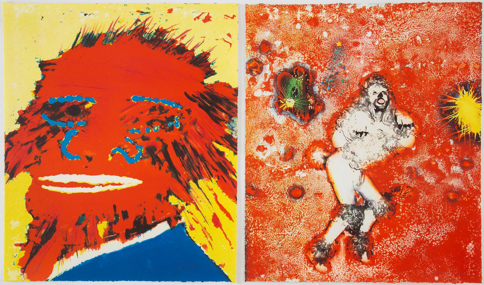 KJARTAN SLETTEMARK, färglitografier, 2 st, signerade 112/250, 115/250.