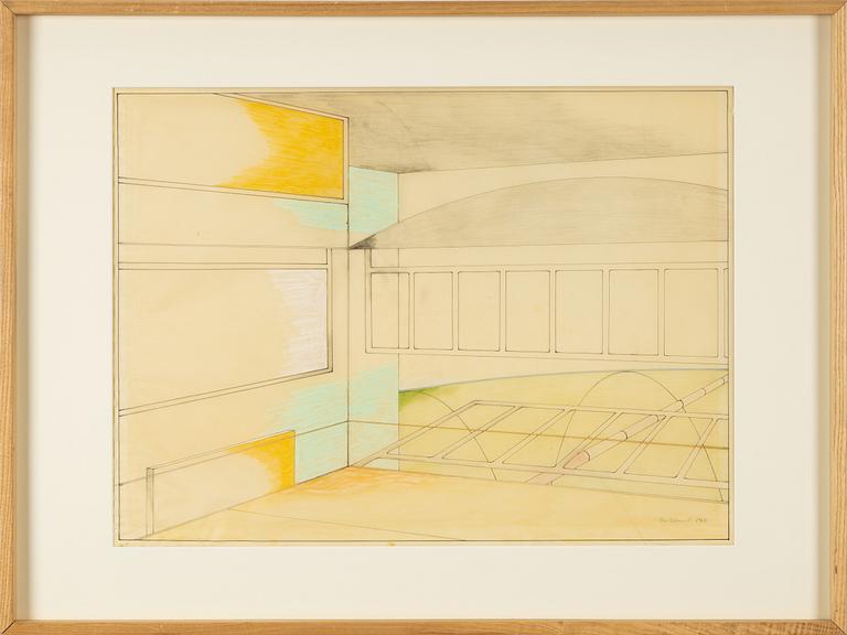 Sten Eklund, tusch ock krita, signerad och daterad 1968.