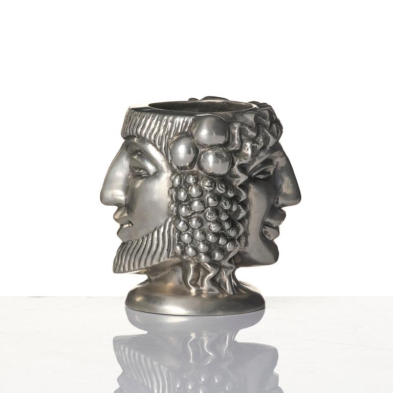 Anna Petrus, a pewter vase, 'Janushuvud', Firma Svenskt Tenn, Stockholm, 1974.