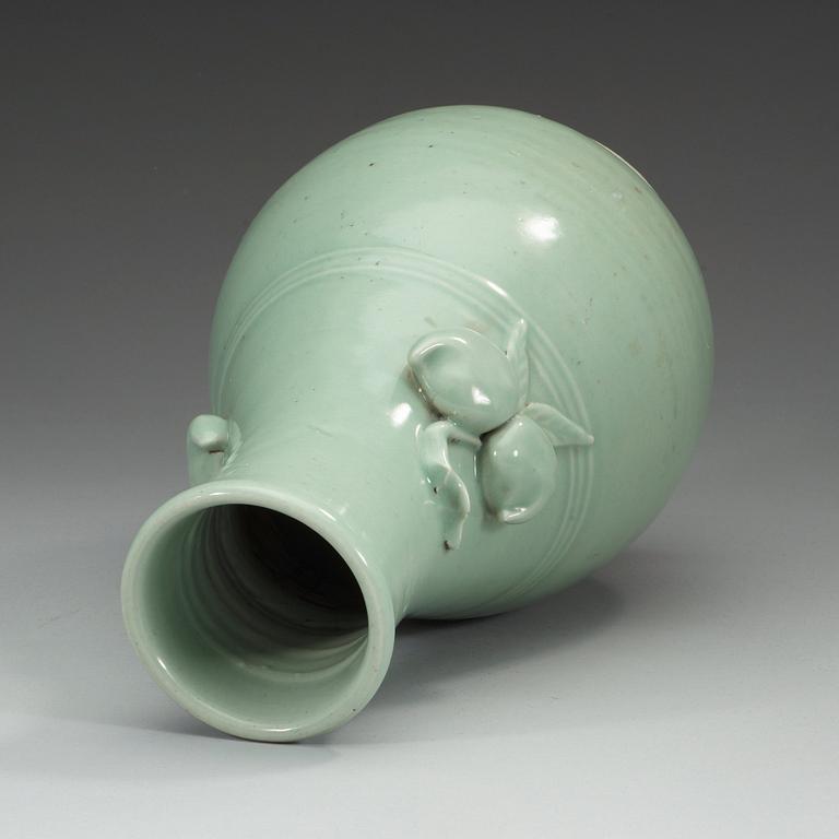 A celadon glazed vase, Qing dynasty, 18th Century.
