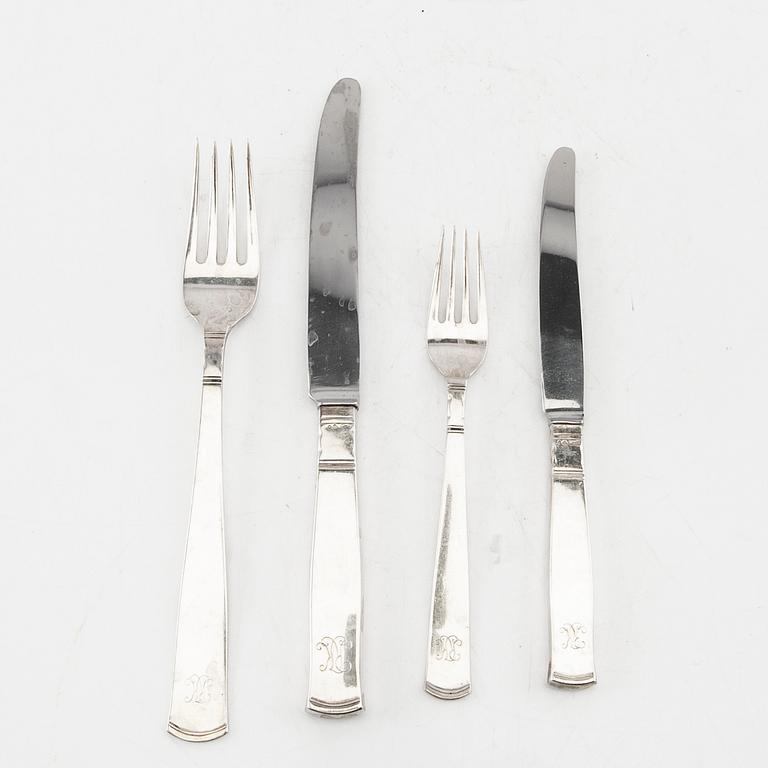 Jacob Ängman, cutlery 47 pcs, "Rosenholm" silver, Stockholm 1950s.