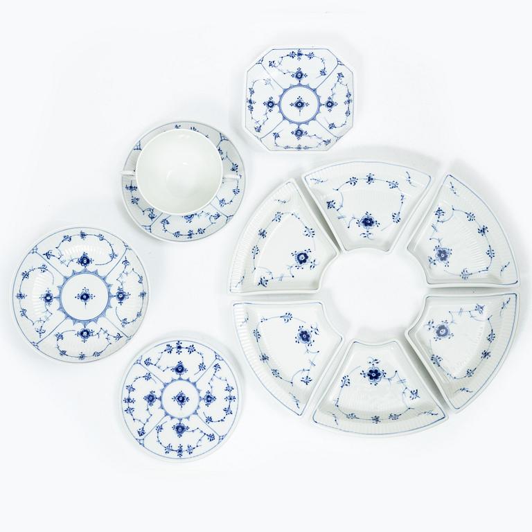 Royal Copenhagen, 14 'Blue Fluted Half Lace' tableware parts, Denmark, 20th century.
