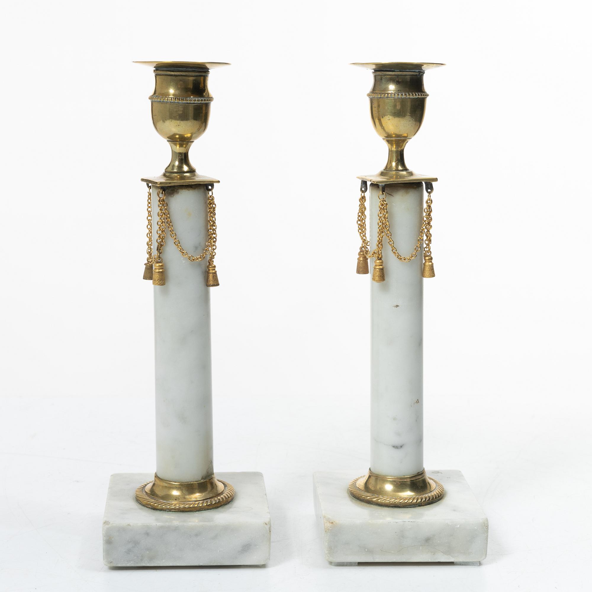 A pai of Late Gustavian candlesticks, circa 1800.