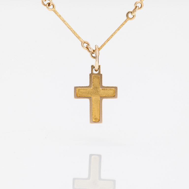 Björn Weckström, a 14K gold 'Small cross' necklace, Lapponia 1982.