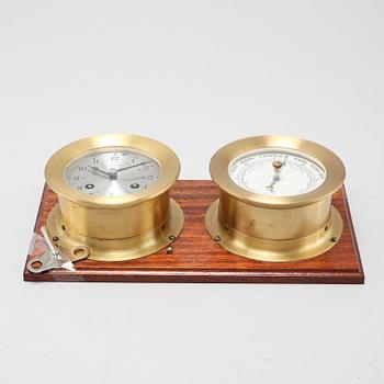 A ship's clock and barometer by Schatz, Germany, second half of the 20th century.