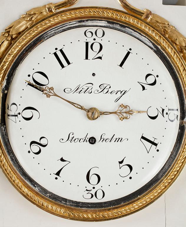 A Gustavian 18th century wall clock by N. Berg.