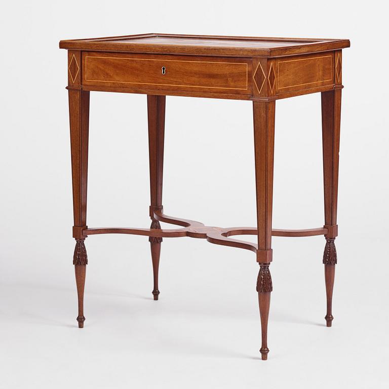 A late Gustavian mahogany table attributed to L. Qvarnberg (master in Stockholm 1801-1813).