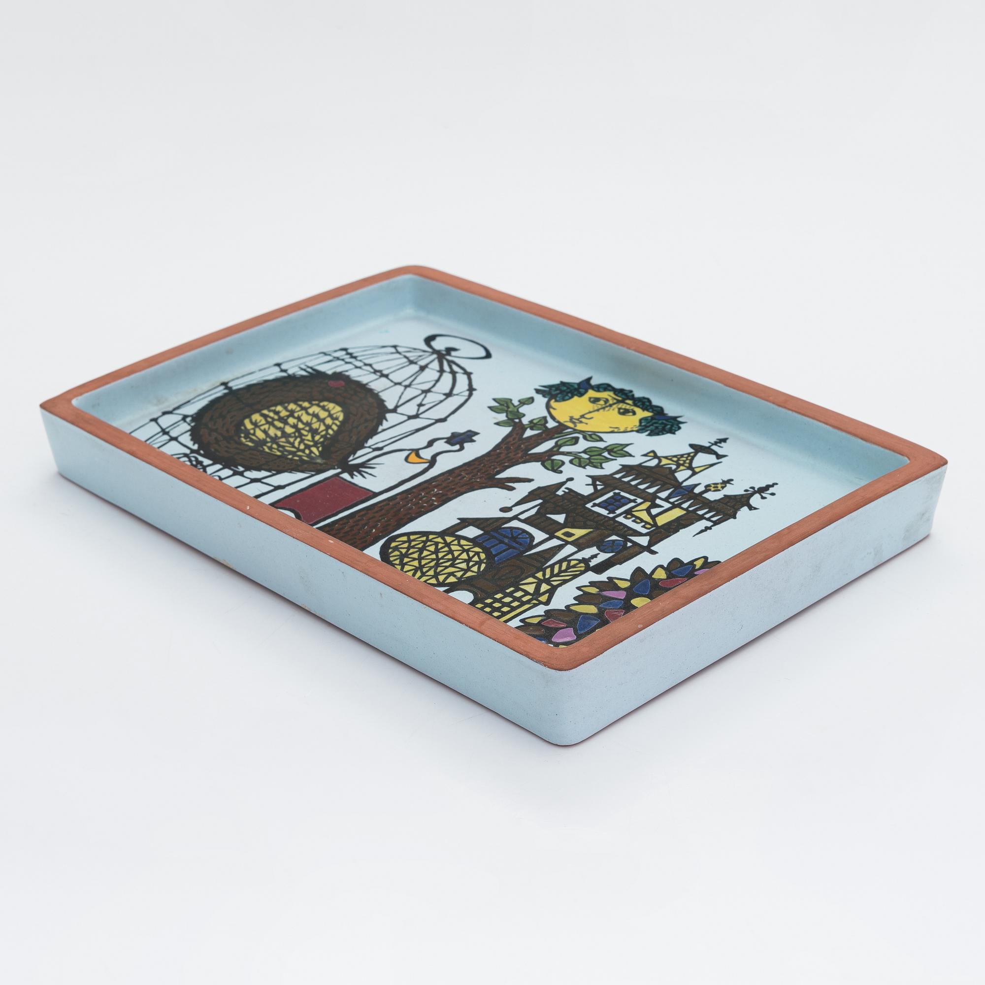A faience dish 'Karneval' by Stig Lindberg, Gustavsberg, Sweden.