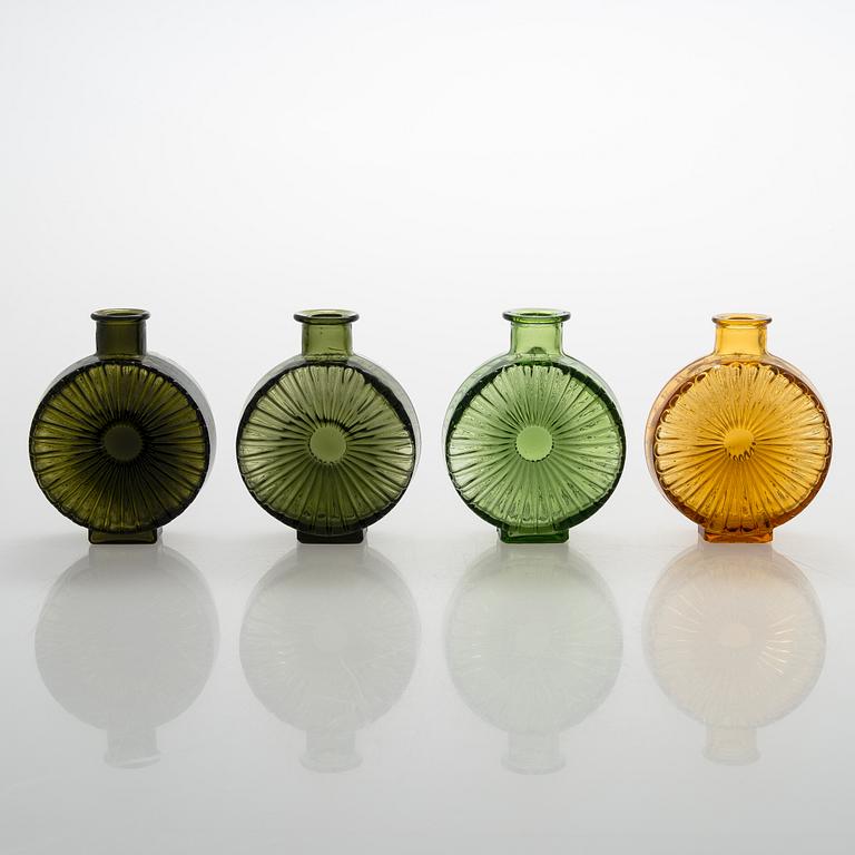 Helena Tynell, A set of four Sun bottles for Riihimäen Lasi Oy. Produced 1964-1974.