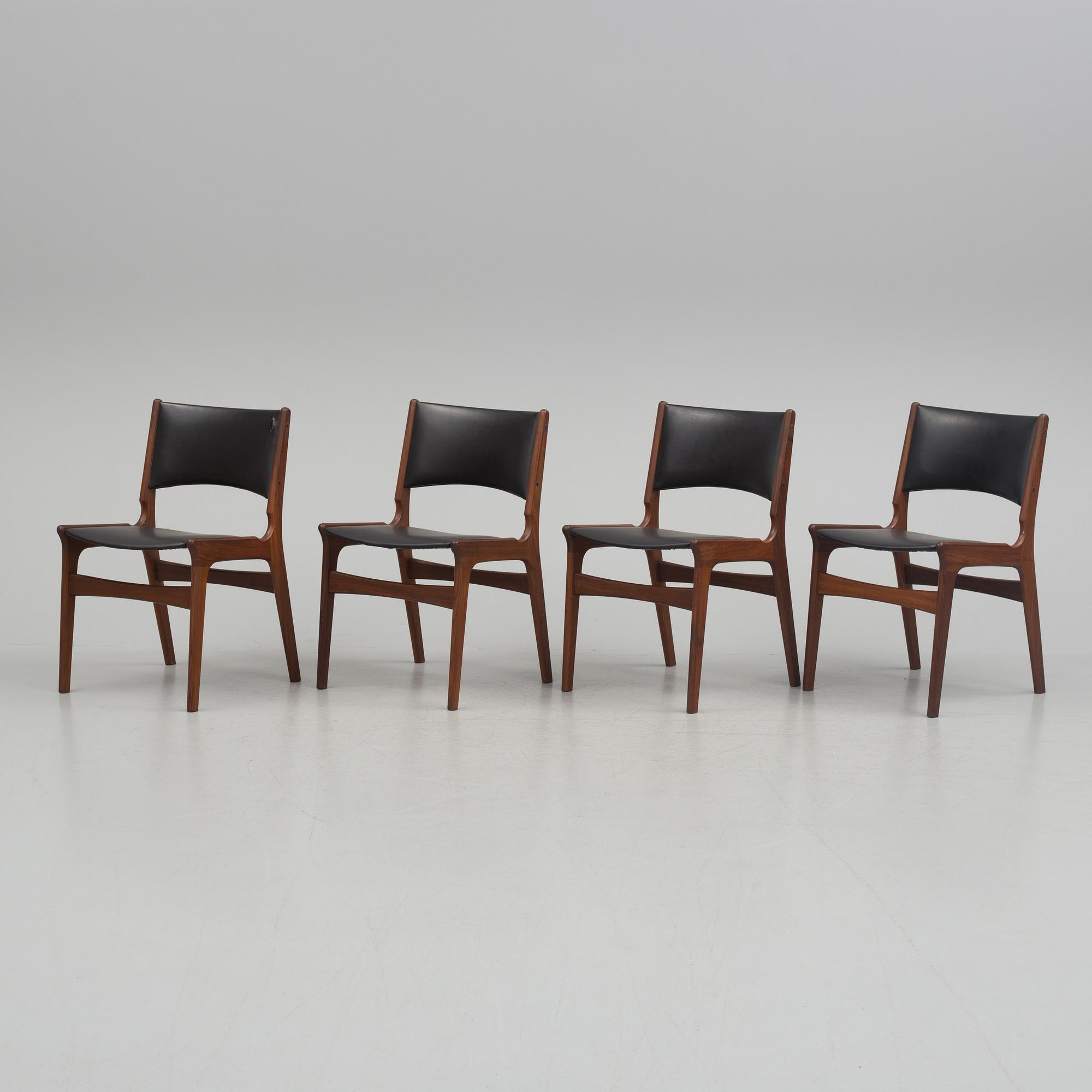 Four 60s "Nova" dining chairs from Denmark.