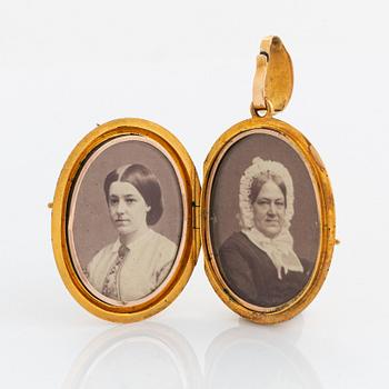 Medaljong 18K guld med ametister och rosenslipade diamanter.