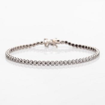 Tennisrannekoru, briljanttihiottuja timantteja yhteensä 2.70 ct, 18K valkokultaa, Italia.