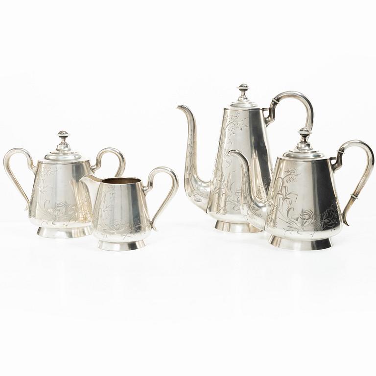 A Russian silver tea and coffee set, mark of Victor Fink, Moscow, active 1897–1917 (4 pieces).