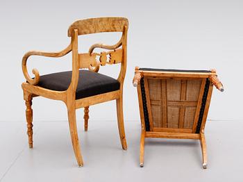 KARMSTOLAR, 1 par, Biedermeier, 1800-talets mitt.