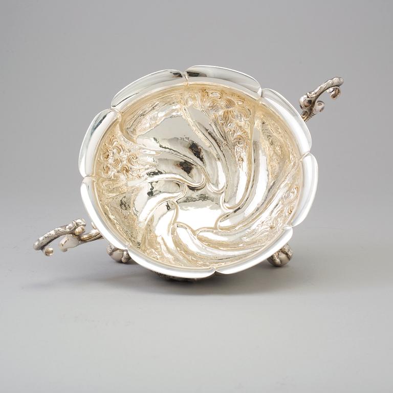 A 20th century baroque style sterling silver bowl.