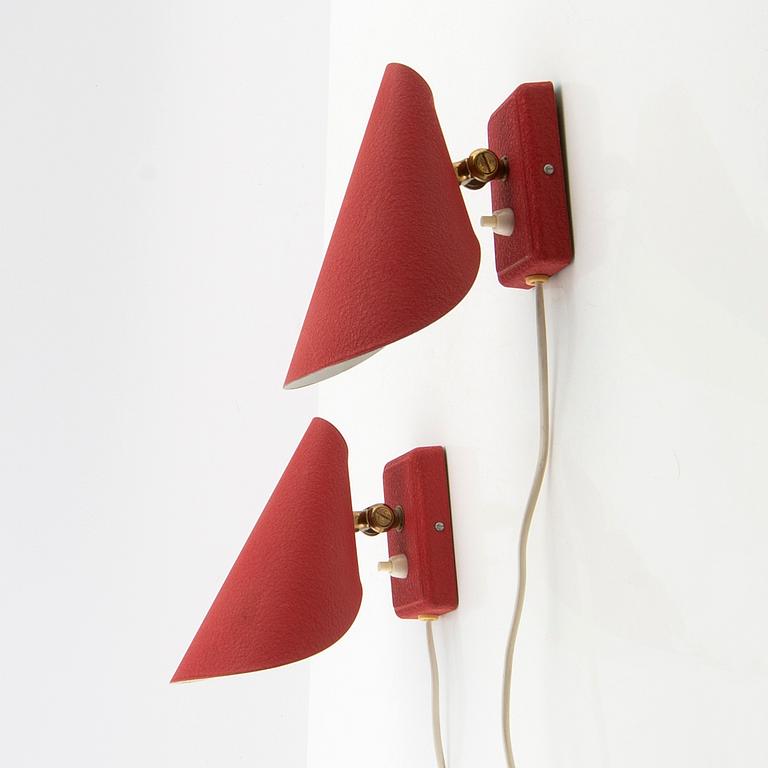 Wall lamps, 1 pair EWÅ. Mid-20th century.