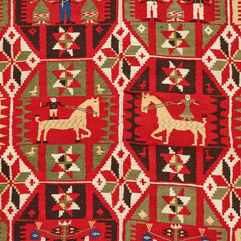 A BED COVER, flat weave, ca 183 x 134,5 cm, Scania  (Skåne) 1853.