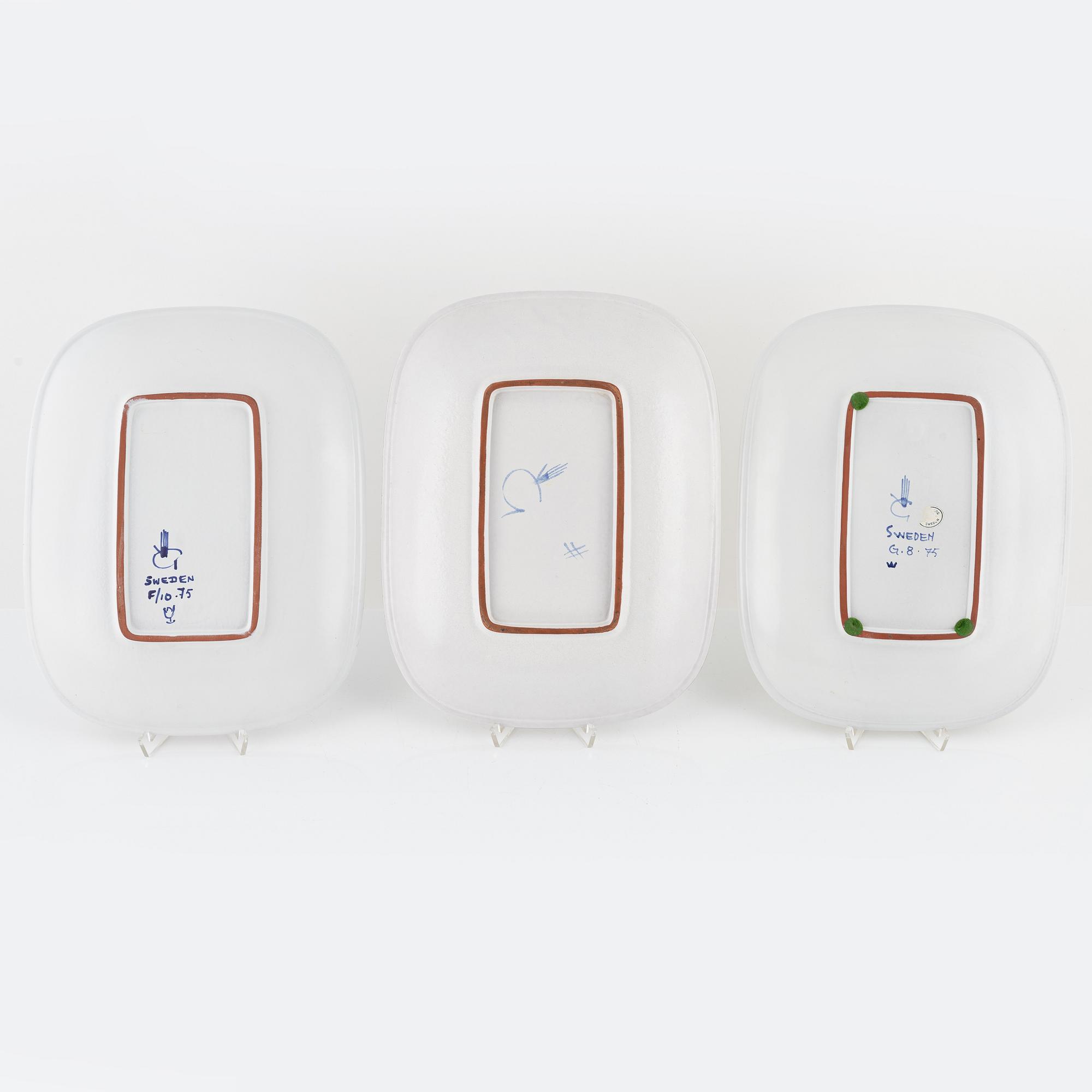 Stig Lindberg, three dishes, Gustavsbergs studio.
