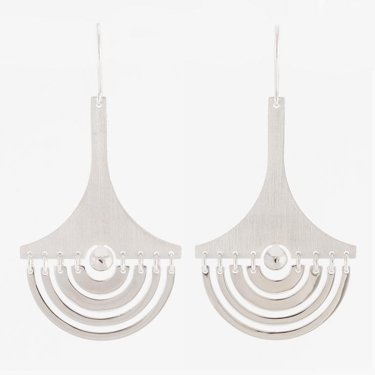 Tapio Wirkkala, a pair of earrings "Moon Crescent", sterling silver, for Kultakeskus.