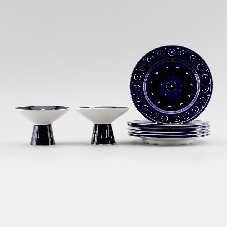 SERVISDELAR, 7 delar, porslin, "Valencia", design Ulla Procopé, Arabia.