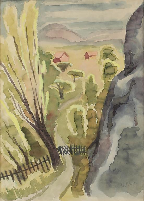 AGNES CLEVE, akvarell, signerad.