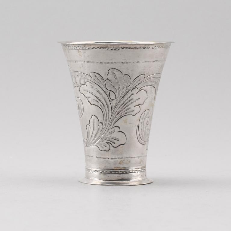 BÄGARE, silver, Erik Wibeck, Borås 1772. Vikt ca 48 gram.