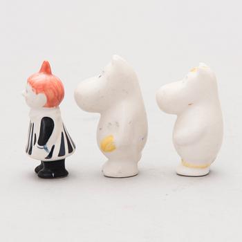 THREE MOOMIN FIGURES, ceramic, Arabia.