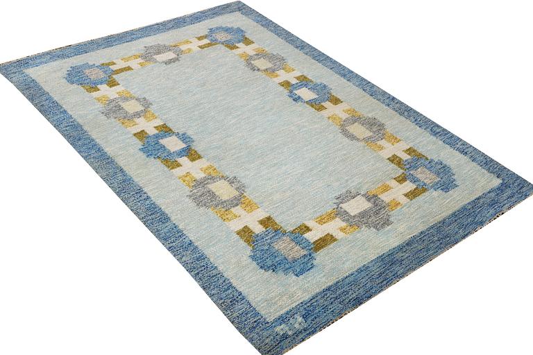 Kerstin Persson, a flat weave carpet, signed KP, c. 240 x 155 cm.