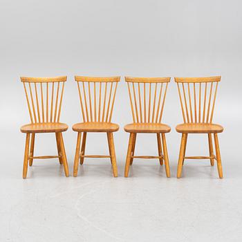 Carl Malmsten, four birch 'Lilla Åland' chairs from Stolab dated 1996.