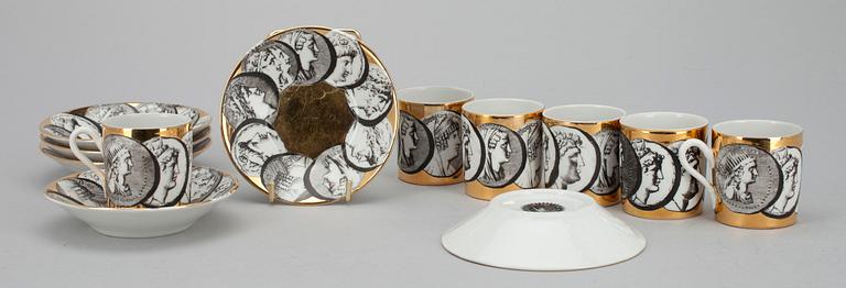 MOCKAKOPPAR, 6 st,  porslin, Fornasetti Milano, Italien, 1900-talets slut.