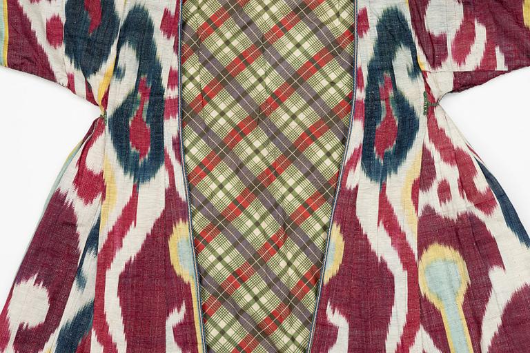 A woman’s Chapan, silk and cotton Ikat, Central Asia, 1880s.