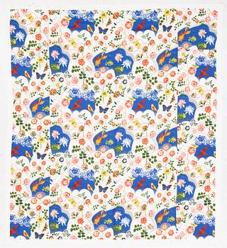 Josef Frank, a 'Guldfisk' bedspread, Svenskt Tenn.