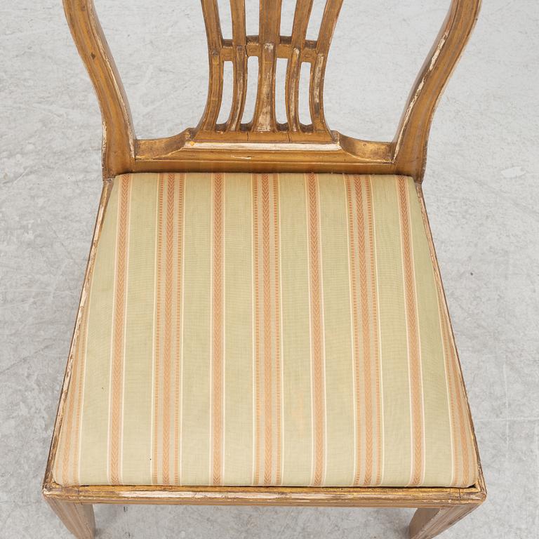 Three late Gustavian chairs, Sweden, around 1800.