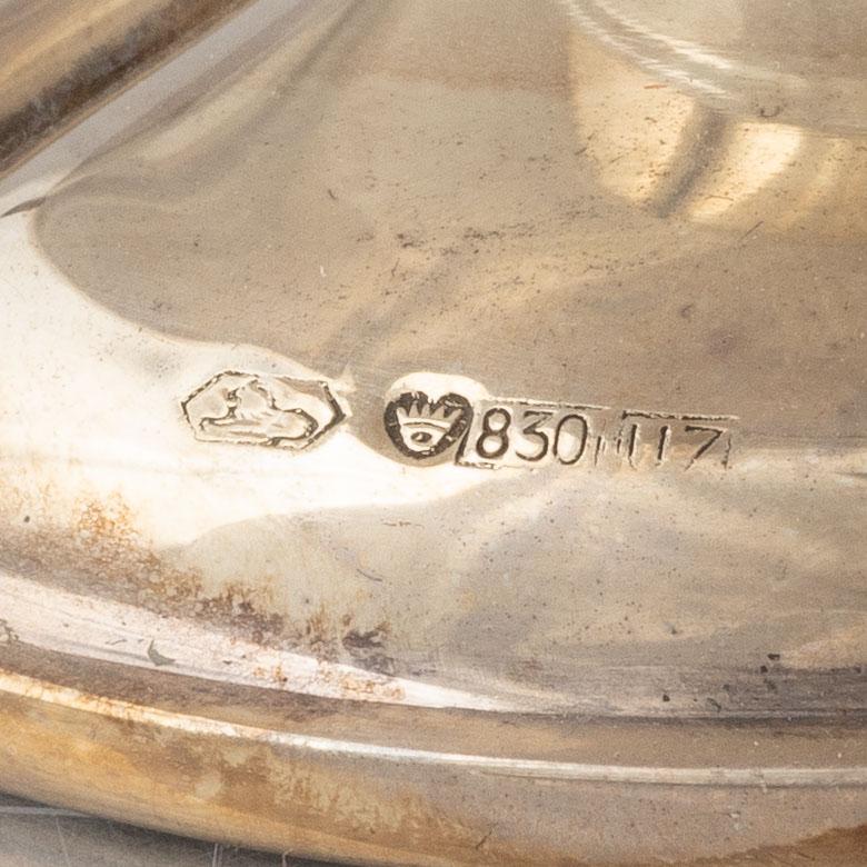 A three-piece Rococo style silver coffee set, Kultakeskus Oy, Tavastehus, Finland, 1973.