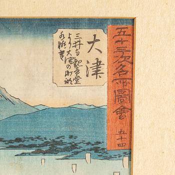 UTAGAWA HIROSHIGE (1797-1858), after, a colour woodblock print, Japan, 'Otsu' late 19th/early 20th century.