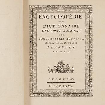 KUNG GUSTAF III (1746-1792), Encyclopedie ou dictionnaire universel...connoissances humaines. Planches, M. de Felice.