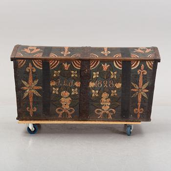 A swedish provincial oak chest, dated 1928.