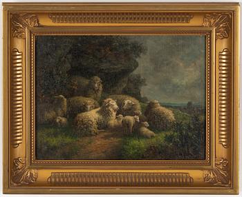 Unknown artist, 19th century, Flock of Sheep.