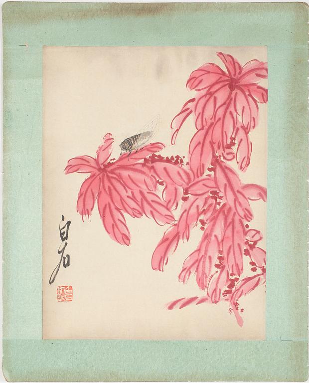 OKÄND KONSTNÄR, akvarell, sign Xi Bai Shi, efter, 1900-tal.