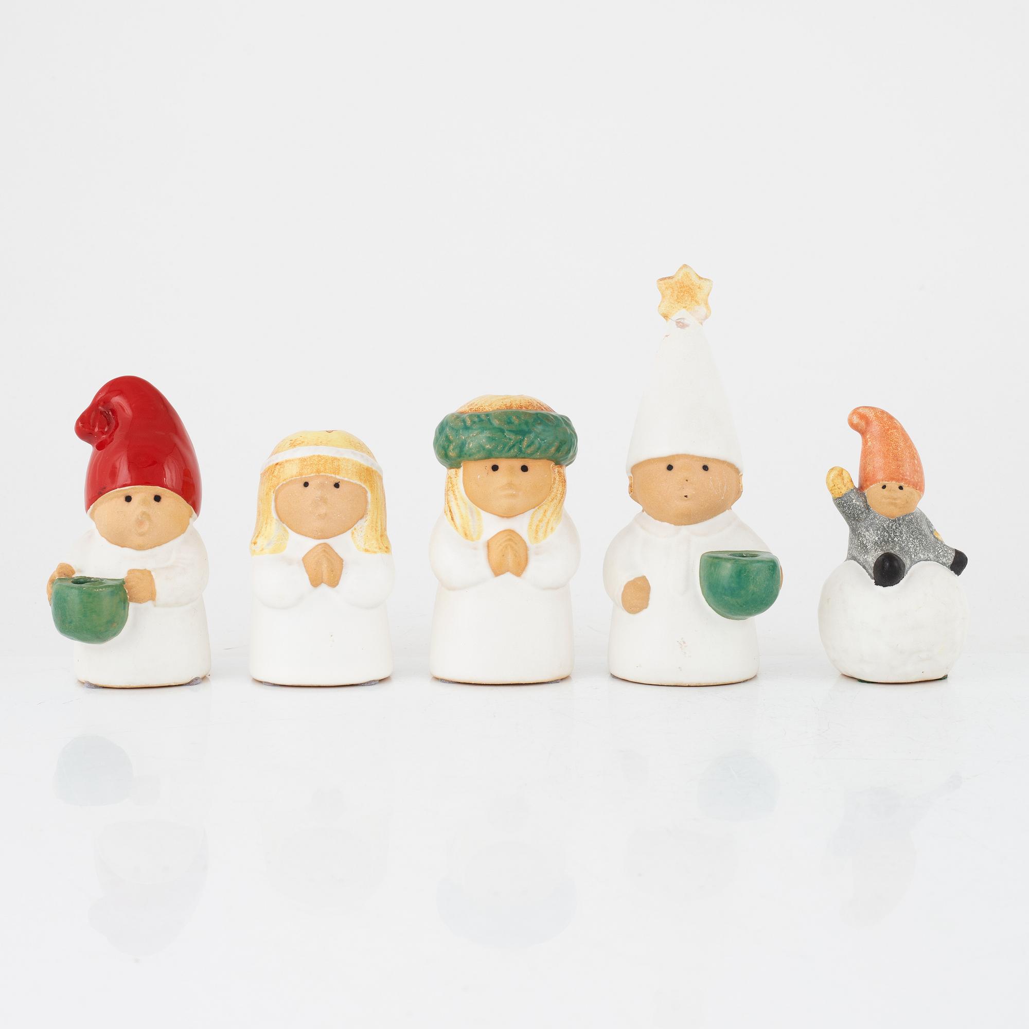 Lisa Larson, 5 st, figuriner, "Advent", Rörstrand samt K.studion Gustavsberg.