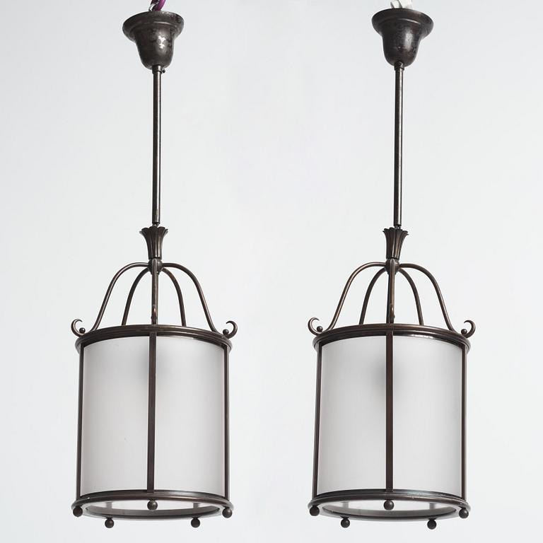Harald Notini, a pair of ceiling lamps model "6051", Arvid Böhlmarks Lampfabrik, Stockholm, 1920s-30s.