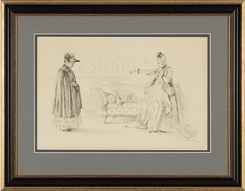 Carl Larsson, ink drawing, signed C.L.