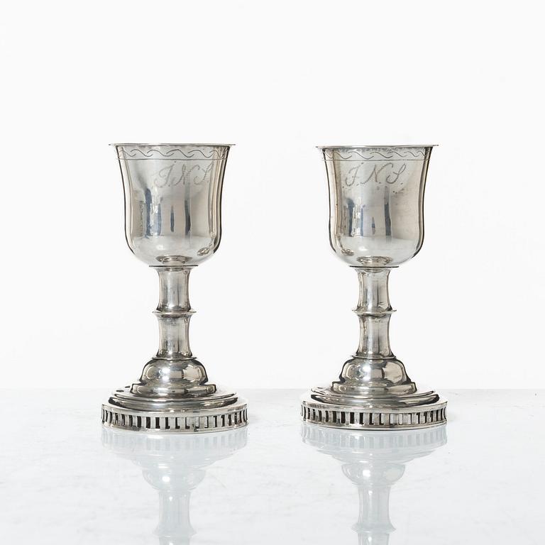 Arvid Vernström, soup ladles, a pair, silver, Eksjö 1816.