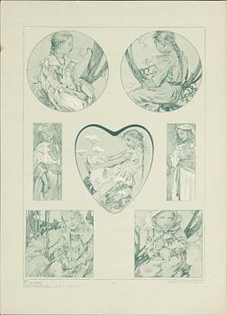 ALPHONSE MUCHA, efter, 5 planscher.