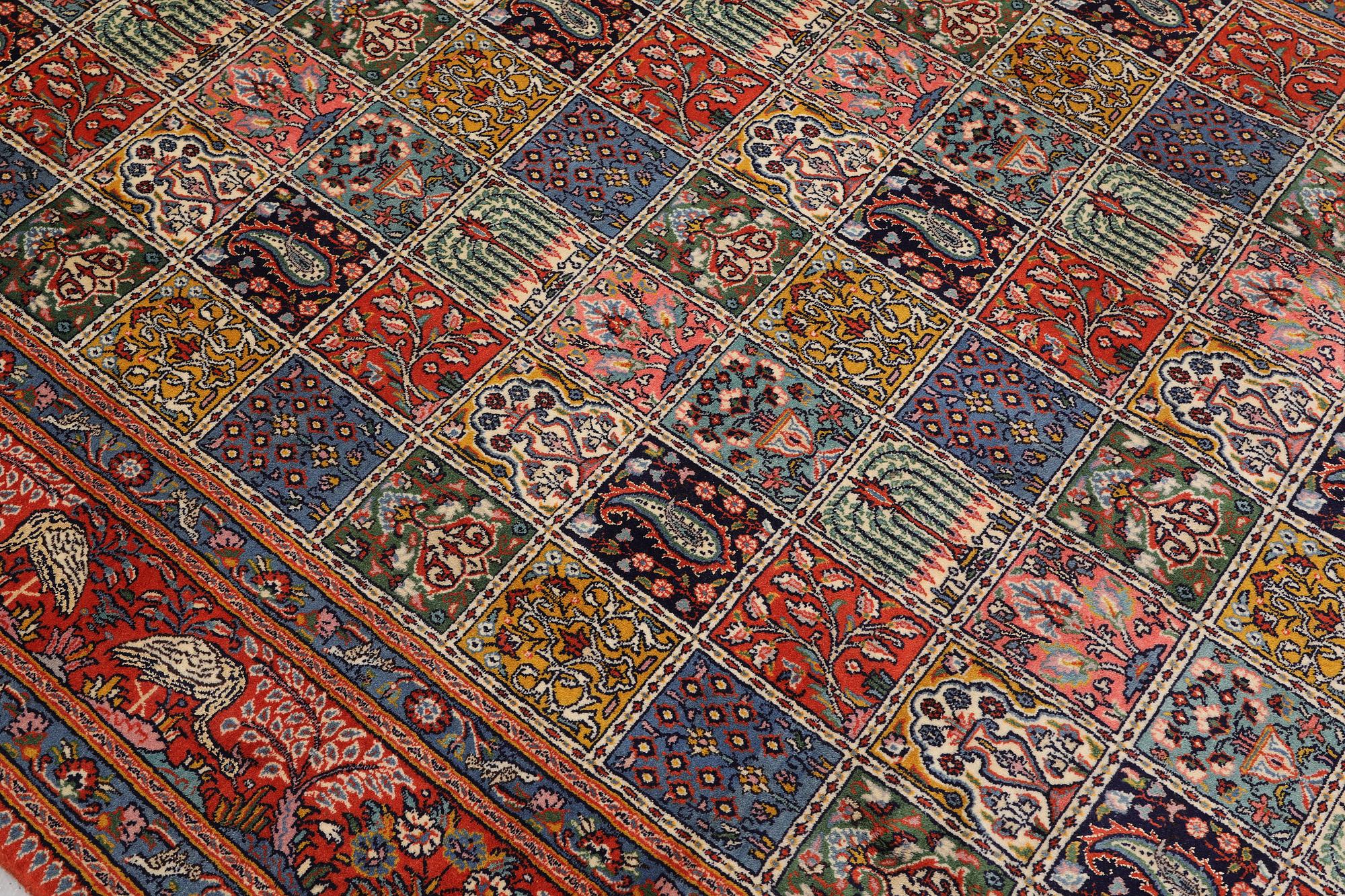 A Moud part silk carpet, 298 x 199 cm.